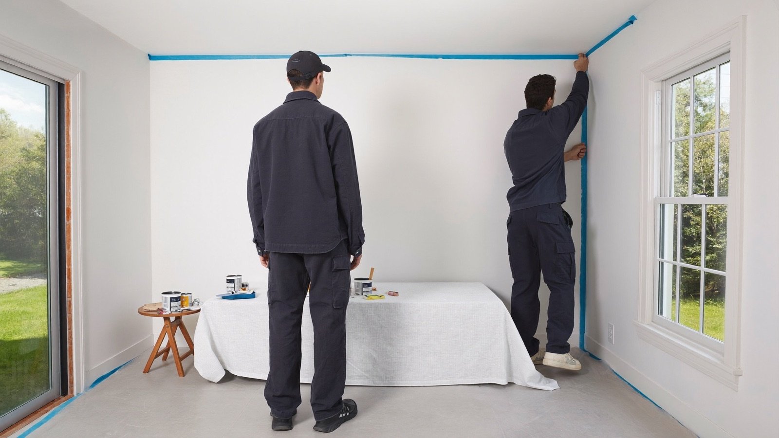 TY Painting crew preparing a room for painting